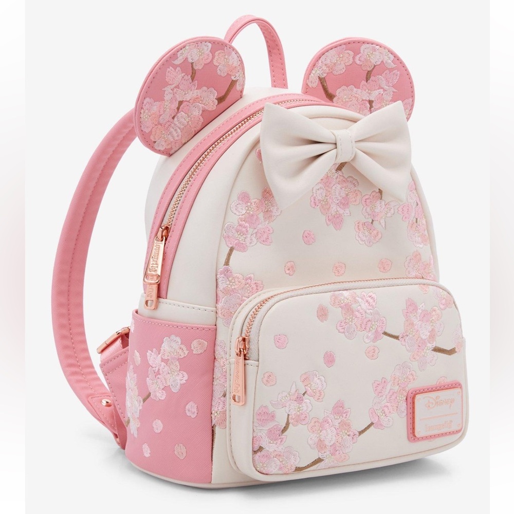 NWT Loungefly Disney Minnie Mouse cherry blossom floral embroidered Backpack - Picture 2 of 4